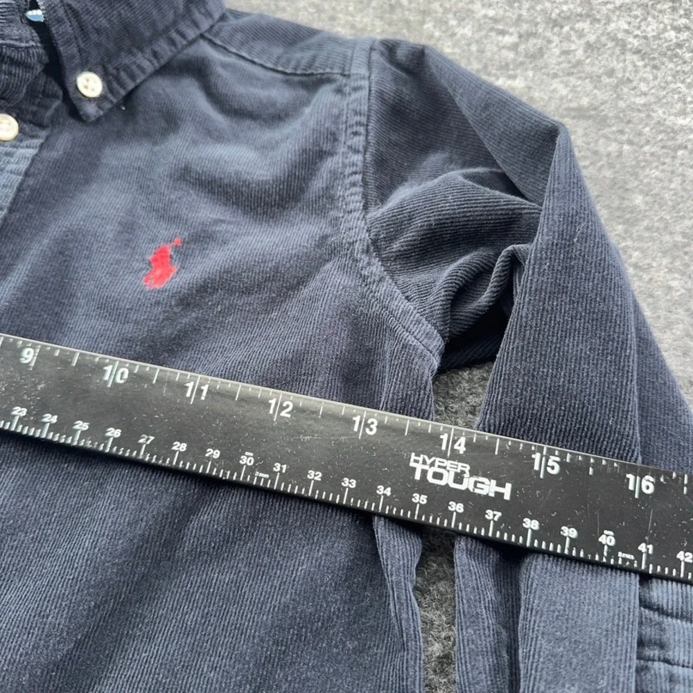 Ralph Lauren Boys Navy Blue Corduroy Button Down Shirt Size 3/3T Red Pony Logo